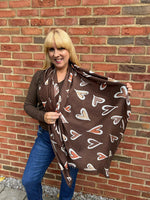 Chocolate Graphic Heart Scarf